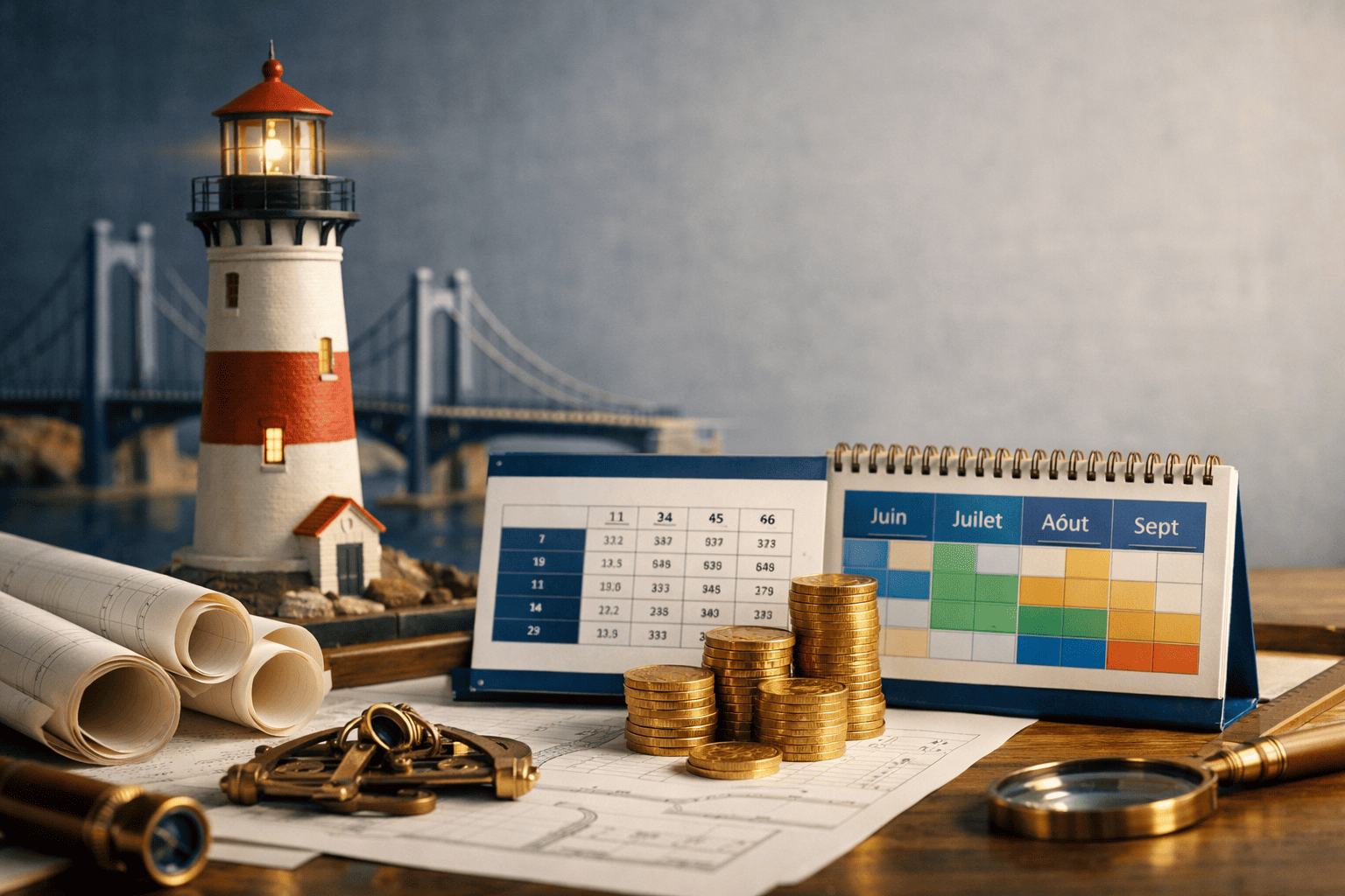 Tableau de tarification saisonnière sur un bureau